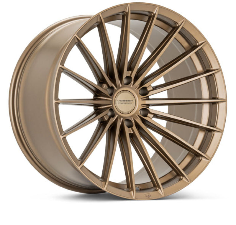 Vossen HFX-4 22x9.5 forged satin bronze wheel with 6x135 bolt pattern, ET20 offset, deep lip, 87.1 bore for vehicles.