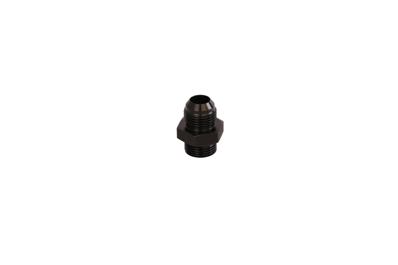 Aeromotive ORB-10 to AN-10 male flare adapter fitting showing detailed metal construction and threading for automotive use
