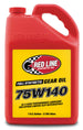 Red Line 75W140 GL-5 gear oil gallon container, high-performance lubricant for automotive gear systems.