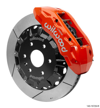 Wilwood TX6R big brake truck front kit with 16-inch rotor, red calipers, and brake lines on a 2019-2025 Cadillac, Chevrolet, GMC.