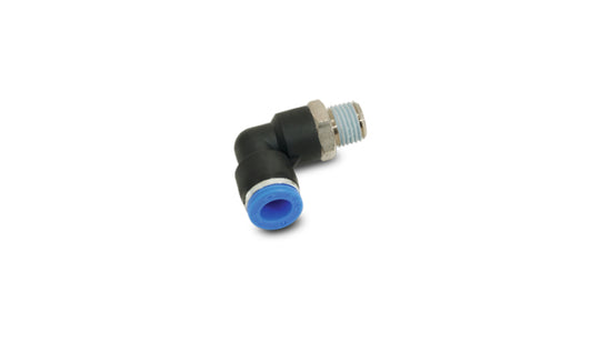 Vibrant male elbow fitting for 3/16 inch OD tubing with 1/8 inch NPT thread, made for plumbing and fluid connections.