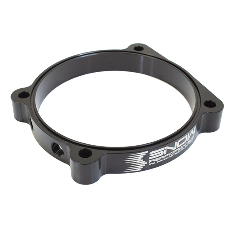 Snow Performance Hellcat 105mm throttle body water-methanol injection plate with mounting hardware and detailed components.