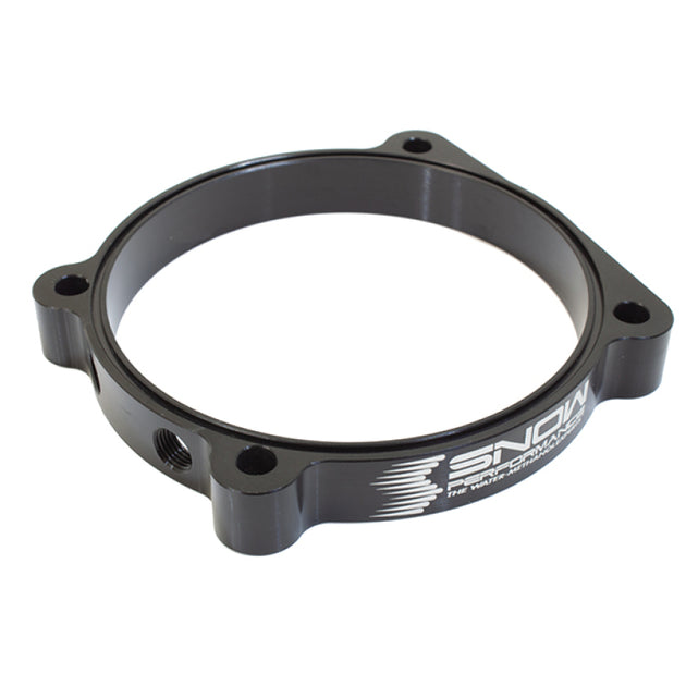 Snow Performance Hellcat 105mm throttle body water-methanol injection plate with mounting hardware and detailed components.