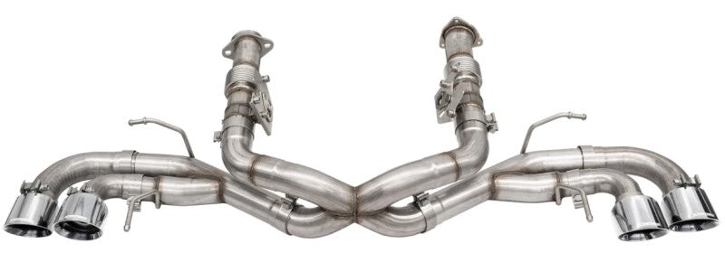 Corvette C8 Corsa 20-25 catback exhaust system with 3-inch Xtreme pipe and quad 4.5-inch tips, featuring integrated stock AFM valve.