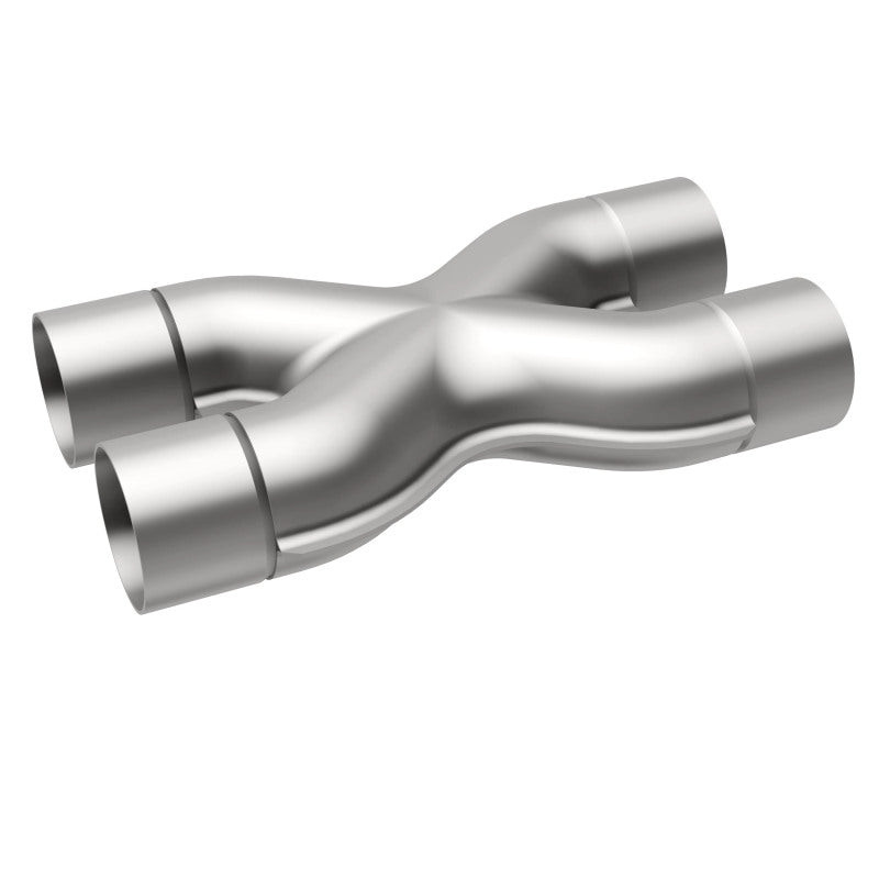 MagnaFlow Smooth Trans X 3/3 X 14 SS steel exhaust X pipe for vehicle exhaust system, showing polished stainless steel finish.