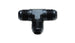 Vibrant aluminum -4AN flare tee adapter fitting showing a shiny metallic connector with flare ends for automotive or fluid systems.