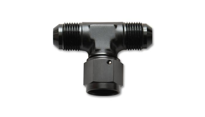 Vibrant -16AN Tee fitting with female swivel side, high-quality aluminum automotive fluid fitting for secure connections.