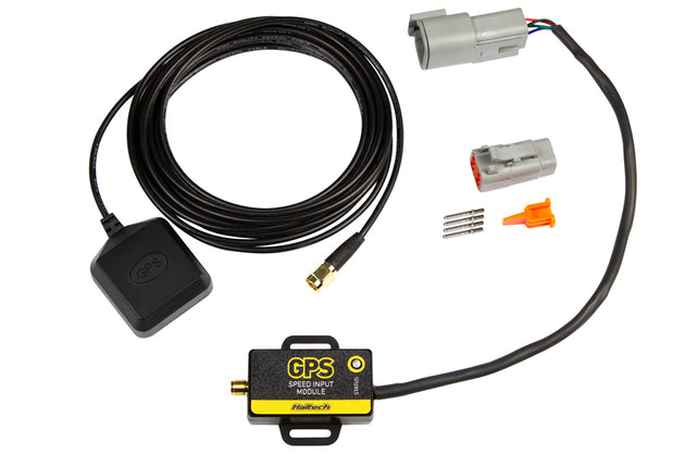 Haltech GPS Speed Input Module programmer accessory with wiring and connectors for vehicle speed data integration.