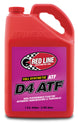 Red Line D4 ATF gear oil gallon container, high-performance transmission fluid with red liquid visible in the image.