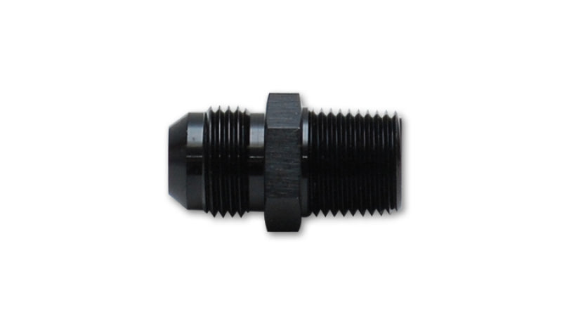 Vibrant 16AN to 3/4-inch NPT straight adapter fitting for plumbing and fluid systems, showing metal construction and threading.