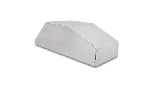 Vibrant forced induction end tank for intercooler, 4-inch wide, 9.85-inch long, 3.25-inch tall, made of 5052 aluminum.