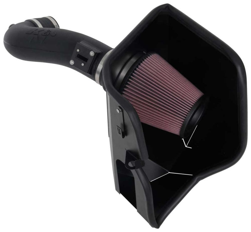 K&N Engineering cold air intake system for 2019+ Chevrolet 1500 V8 trucks, featuring air filter and intake tube for improved performance