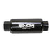 Snow Performance Snow 100 Micron Pre Filter for fuel systems with -10 ORB inlet and outlet, featuring durable filtration components.