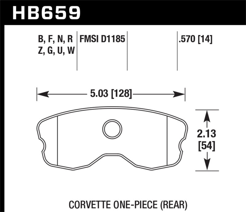 Hawk Performance rear HP+ street brake pads for Chevrolet Corvette 06-10, featuring improved pad design for enhanced braking.