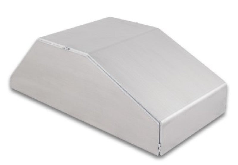 Vibrant I/C end tank for forced induction, 6in wide, 12in long, 4in tall, made of 5052 aluminum with horizontal I/C core.