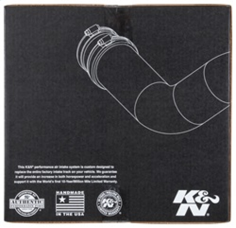 K&N Engineering cold air intake kit for 2014-2015 Chevrolet Corvette 6.2L V8 engine, showing the intake hoses and filters.