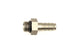 DeatschWerks 6AN ORB male to 3/8 inch male triple barb fitting with O-ring for fuel or oil lines, showing the fitting's detailed design.
