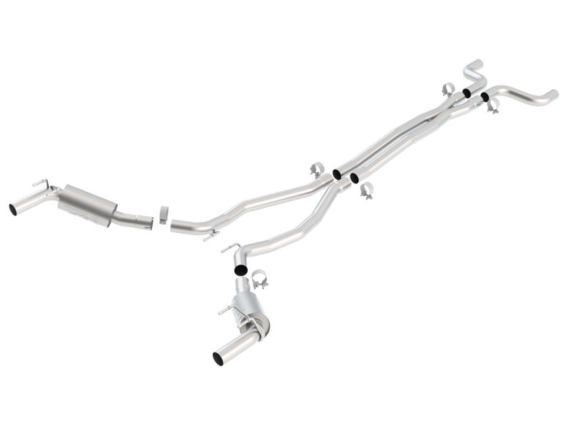 Borla catback exhaust system for 2010-2013 Chevy Camaro SS with 6.2L V8, featuring ATAK style and X pipe for GFX package.