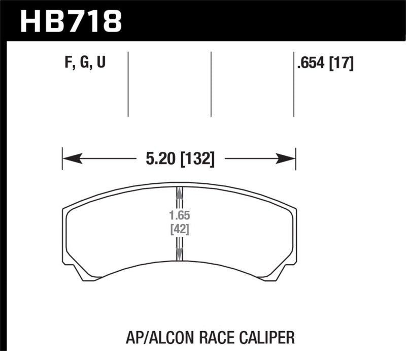 Hawk Performance DTC-60 AP Racing and Alcon HB110 racing brake pads with 42mm radial depth, designed for high-performance racing brakes.