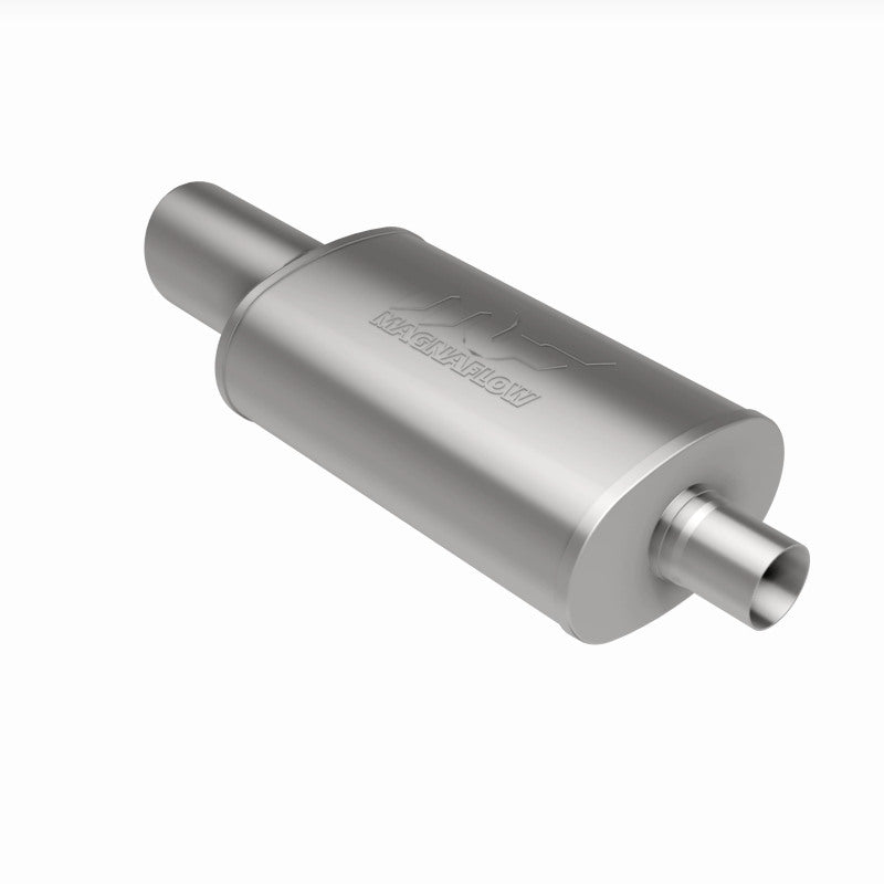 MagnaFlow muffler with tip, stainless steel, 14x5x8 inches, 2.25/4 inch inlet and outlet, automotive exhaust part