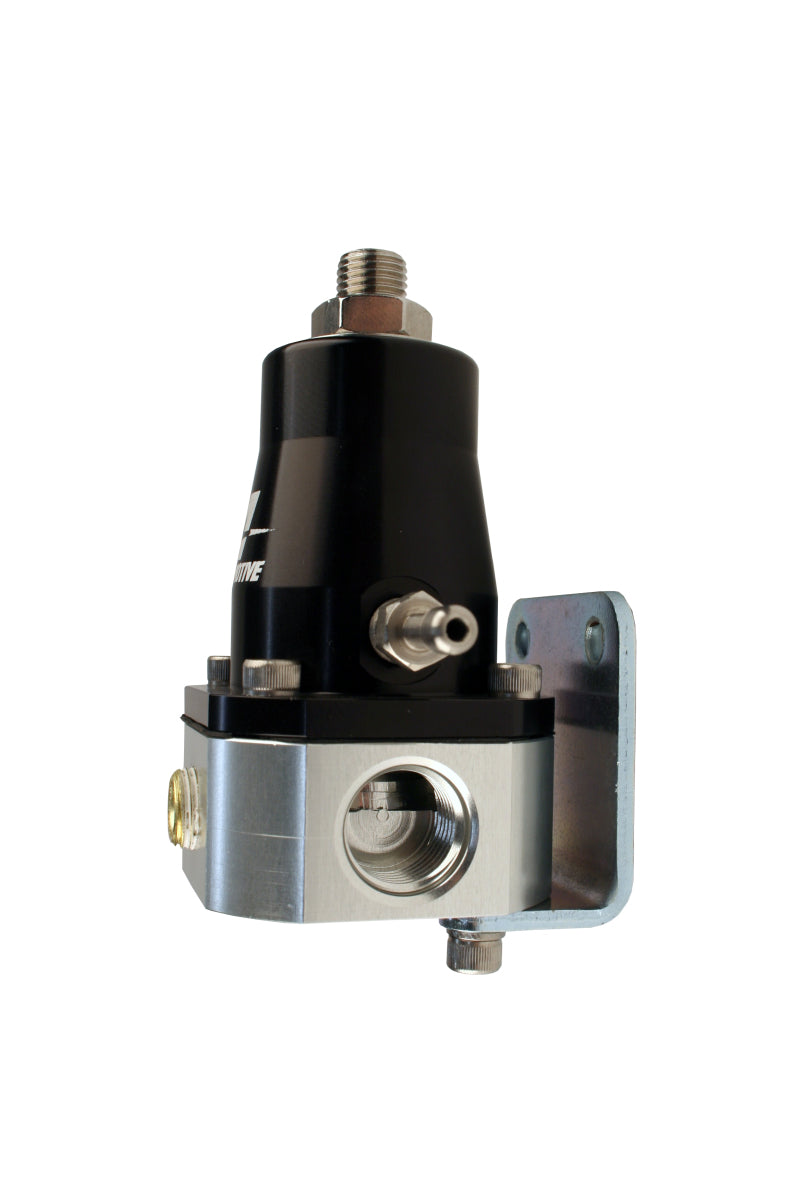 Aeromotive adjustable fuel pressure regulator with dual -6 inlets and single -6 return for EFI bypass systems, shown in image.