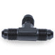 Black Snow Performance 4AN T fitting for fuel and fluid lines, durable metal fitting with threaded connections.