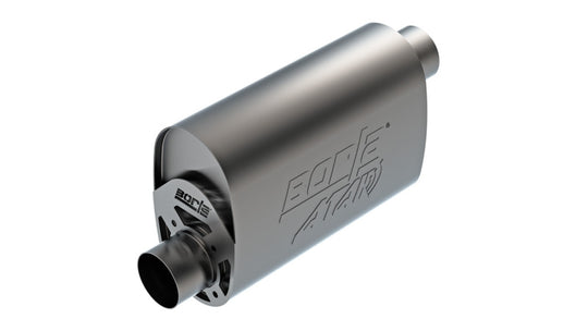 Borla CrateMuffler LS3 ATAK 3-inch offset inlet/outlet oval muffler with 14x4.35x9.10-inch dimensions, black finish