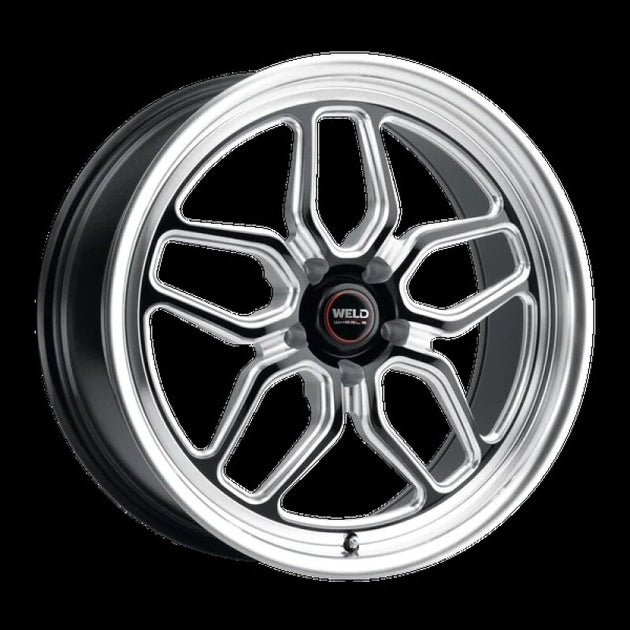 Weld S107 20x8 Laguna cast wheel in gloss black with 5x127 bolt pattern, ET00 offset, 78.1mm bolt circle, and 4.50 backspacing.