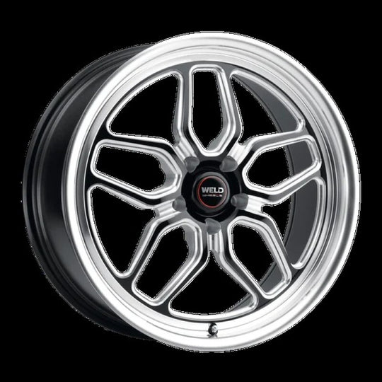 Weld S107 20x10.5 Laguna cast wheel in gloss black with 5x127 bolt pattern, ET13 offset, 78.1mm bolt diameter, BS6.25 finish