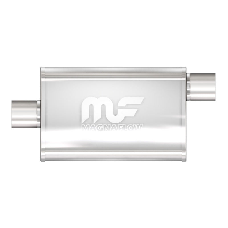 MagnaFlow Mag SS muffler with 4X9 inch size, 14 inches length, and 3-inch diameter, shown in the image.