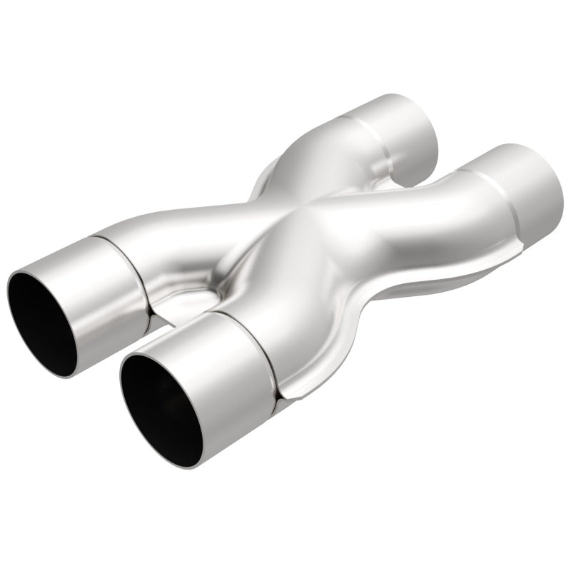 MagnaFlow Smooth Trans X 2.25/2.25 X pipe made of stainless steel, designed for high-performance exhaust systems.