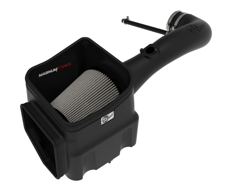 aFe Magnum FORCE Stage-2 Pro Dry S cold air intake system installed in a 2009-2014 Chevrolet Silverado or GMC Yukon engine bay