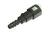 Radium Engineering 3/8 inch SAE female to 5/16 inch barb fitting showing metal connector with threaded and barbed ends