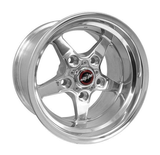 Race Star Drag Star 17x10.5 cast wheel with 5x5.5 bolt pattern, dark star finish, polished surface, designed for performance vehicles.