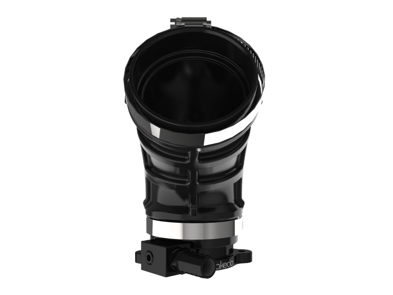 aFe turbo inlet pipes for Takeda intakes, showing black metal pipes with smooth bends and fittings for improved airflow.