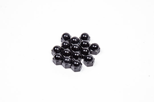 Radium Engineering anodized aluminum acorn nuts fitting set, 15-pack, used for automotive or bike component assembly.