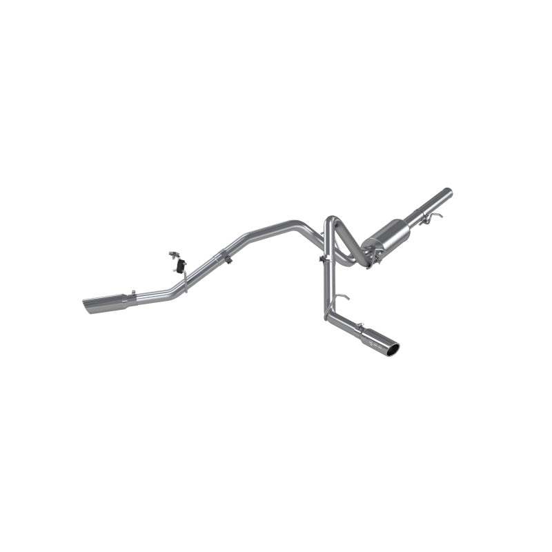 MBRP catback exhaust system for 2009 Chevy/GMC 1500 4.8L/5.3L engine, dual split side exhaust, excluding 8-foot bed model.