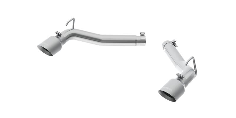MBRP axle back muffler delete for 2010-2015 Chevrolet Camaro V6 3.6L, showing polished aluminum exhaust pipe and delete tips