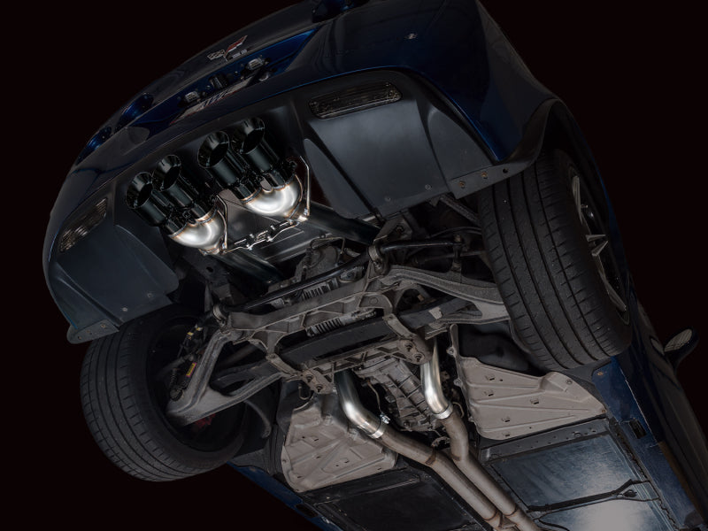 AWE Tuning C6 Chevrolet Corvette Z06/ZR1 touring edition axle-back exhaust with diamond black tips installed on a Corvette.