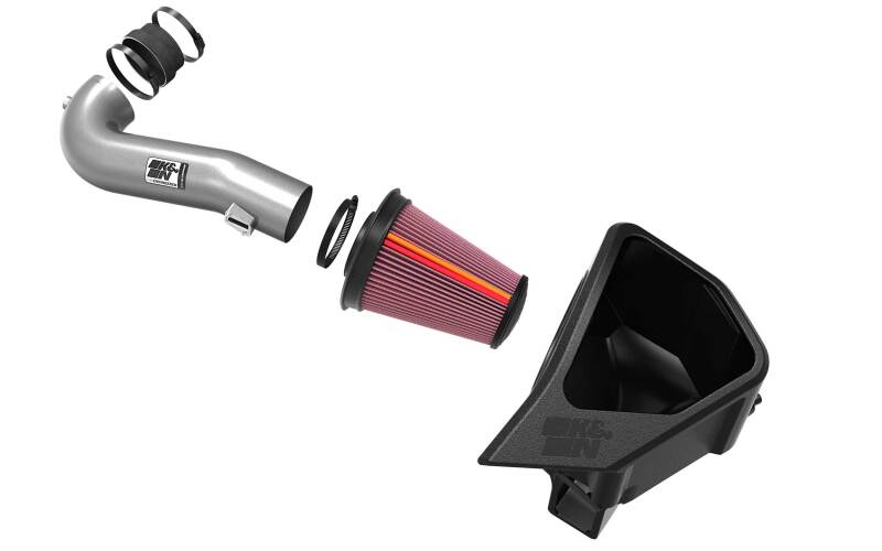 K&N Engineering Chevy/GMC 1500 V8 6.2L NextGen aluminum cold air intake with black air filter and intake tube for improved engine airflow