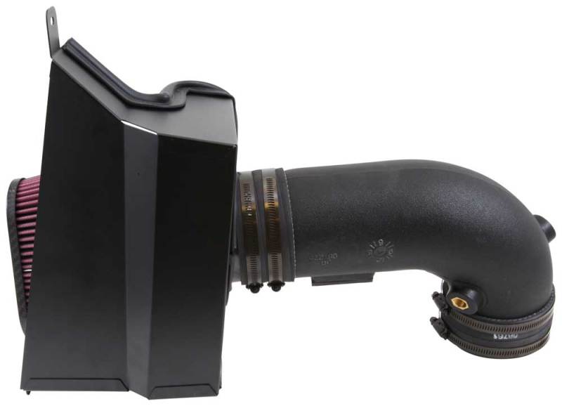 K&N Engineering cold air intake kit for 2014-2015 Chevrolet Corvette 6.2L V8 engine, showing the intake components and filter.