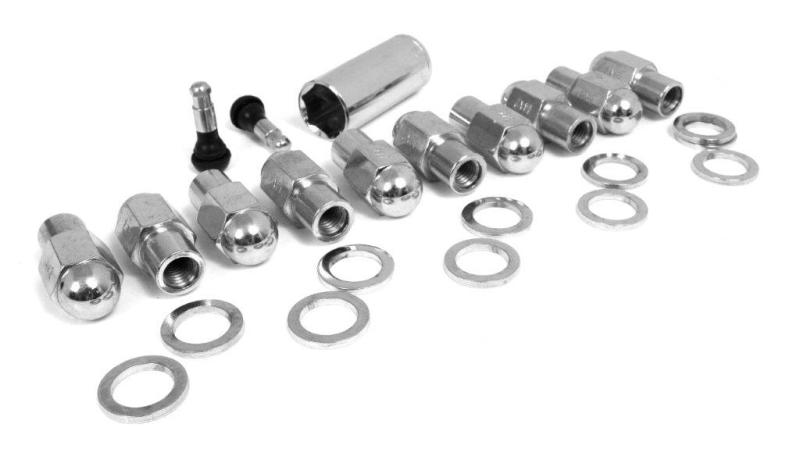 Race Star Lightning Truck Closed End Deluxe Lug Nuts kit with 10 black lug nuts, designed for secure wheel attachment.
