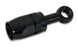 Black aluminum Vibrant -10AN banjo hose end fitting with M12 and 7/16 inch banjo bolt for hydraulic or fuel line applications.