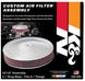 K&N 14-inch red custom air cleaner assembly with drop base, designed for direct fit air filters in automotive applications.