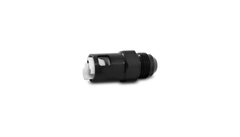 Vibrant quick disconnect EFI adapter fitting with 8AN flare to 3/8-inch hose connection, designed for fuel system applications.