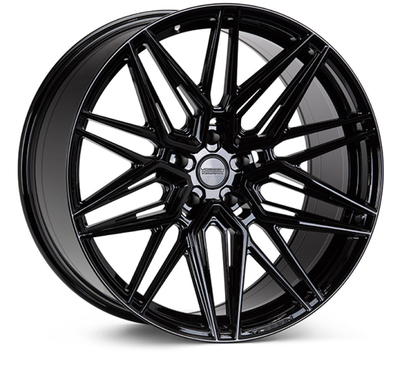 Vossen HF-7 forged wheel, 20x9 inches, gloss black finish, flat face design, 5x114.3 bolt pattern, ET32 offset, 73.1 hub bore