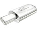 MagnaFlow stainless steel muffler with tip, 14x5x8 inches, featuring dual 2.25/4 inch exhaust outlets, for car exhaust systems.