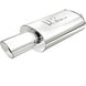 MagnaFlow stainless steel muffler with tip, 14x5x8 inches, featuring dual 2.25/4 inch exhaust outlets, for car exhaust systems.