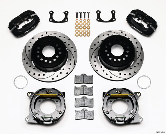 Wilwood Forged Dynalite P/S park brake kit with drilled components for Big Ford with 2.50-inch offset, part of Wilwood big brake kits