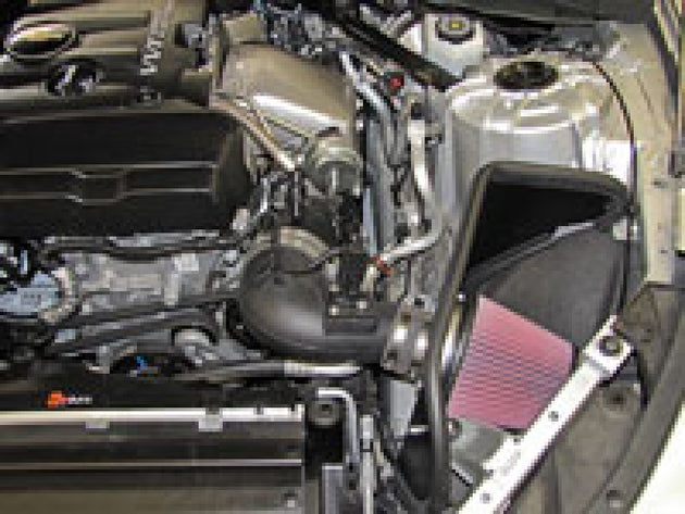 K&N 57 Series FIPK cold air intake kit installed in a 2016-2017 Chevrolet Camaro I4 2.0T engine bay, showcasing the performance intake components.